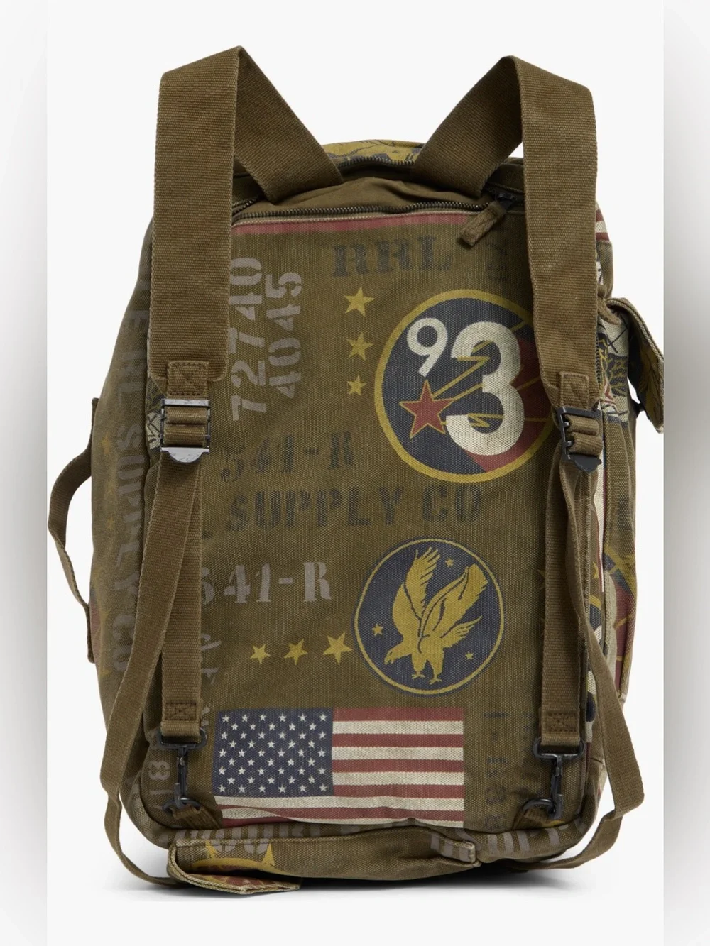 Double RL Vintage Military Patch Canvas Messenger/backpack Bag